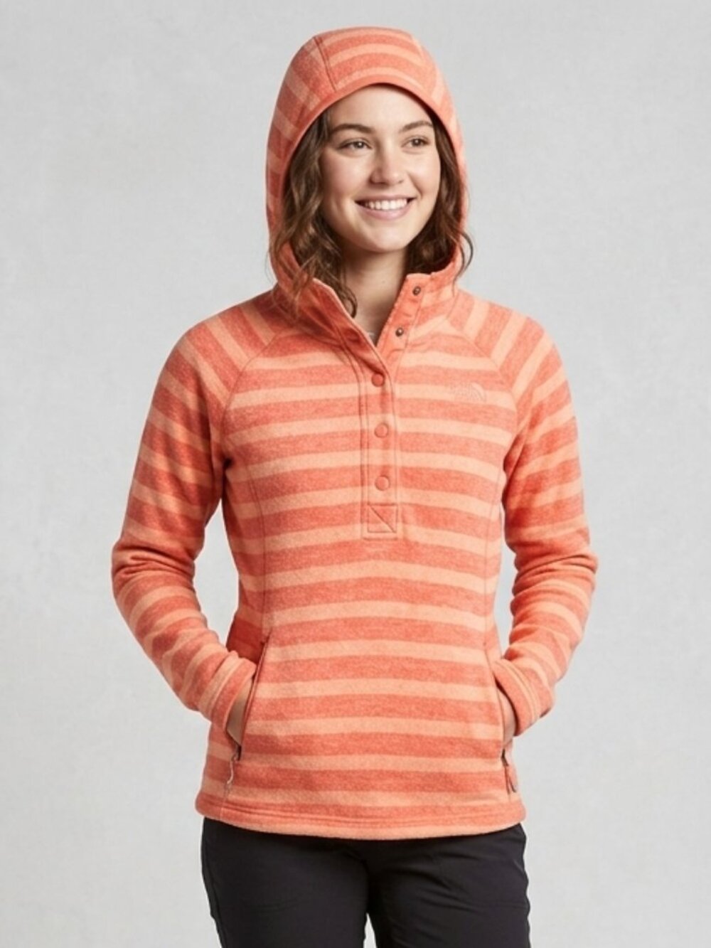 The North Face Crescent Sunshine Hoodie Coral-Striped Women's S